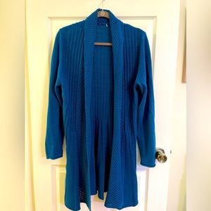 Deep Teal Cerulean Long Cotton Cardigan